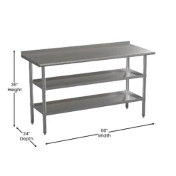 Emma And Oliver NSF Certified Stainless Steel 18 Gauge Work Table With 1.5" Backsplash And Undershelves -Home office GUEST bcf21c7c f923 449a bec4 b3632d56e860