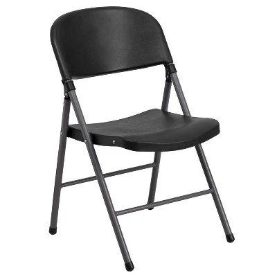 Emma And Oliver 6 Pack 330 Lb. Capacity Black Plastic Folding Chair - Charcoal Frame - Event Chair 10 Emma And Oliver 6 Pack 330 Lb. Capacity Black Plastic Folding Chair - Charcoal Frame - Event Chair - Image 10