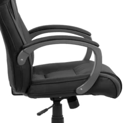 Emma And Oliver High Back Black LeatherSoft Swivel Office Chair Titanium Nylon Base/Loop Arms -Home office GUEST bd439916 d1ae 49ef a972 16c67a1fee53