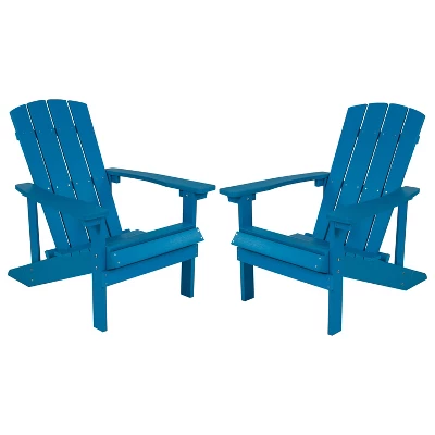Emma And Oliver 2 Pack Outdoor All-Weather Poly Resin Wood Adirondack Chairs 11 Emma And Oliver 2 Pack Outdoor All-Weather Poly Resin Wood Adirondack Chairs - Image 11