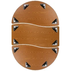 Emma And Oliver 3 Piece 86" Oval Wave Collaborative Grey Kids Adjustable Activity Table Set -Home office GUEST bdeb02f4 2c09 420d aaeb e8761404e277