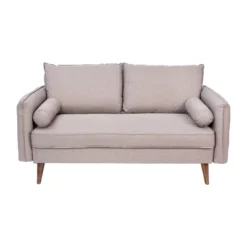 Emma And Oliver Upholstered Mid-Century Modern Pocket Spring Loveseat With Wooden Legs And Removable Back Cushions -Home office GUEST bfbe0778 c891 4597 889f 4a9c4da01019