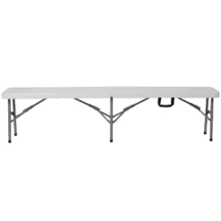 Emma And Oliver 11"W X 72"L Portable Bi-Fold Granite White Folding Bench -Home office GUEST c0edc824 eafb 485b ac44 82529908a951