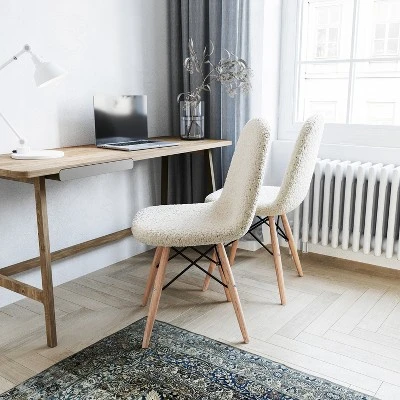 Emma And Oliver Set Of 2 Dorset Series Faux Shearling Accent Chairs With Beechwood Legs For Living Room, Bedroom, Dorm And More 1 Emma And Oliver Set Of 2 Dorset Series Faux Shearling Accent Chairs With Beechwood Legs For Living Room, Bedroom, Dorm And More