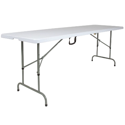 Emma And Oliver 8-Foot Height Adjustable Bi-Fold Granite White Plastic Folding Table With Handle 2 Emma And Oliver 8-Foot Height Adjustable Bi-Fold Granite White Plastic Folding Table With Handle - Image 2