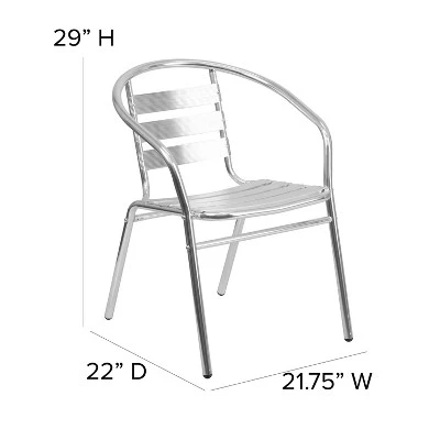 Emma And Oliver 4 Pack Commercial Aluminum Indoor-Outdoor Stack Chair - Triple Slat Back And Arms 4 Emma And Oliver 4 Pack Commercial Aluminum Indoor-Outdoor Stack Chair - Triple Slat Back And Arms - Image 4