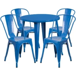 Emma And Oliver Commercial Grade 30" Round Metal Indoor-Outdoor Table Set With 4 Cafe Chairs -Home office GUEST c2ef0843 04be 4c66 8577 81f7ed1d9050