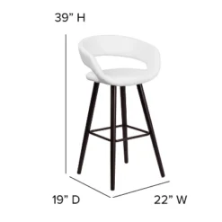 Emma And Oliver 29"H Wood Rounded Open Back Barstool -Home office GUEST c34d6cbe 1c82 4945 8598 50b4f686fce4