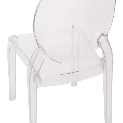 Emma And Oliver Set Of 4 Multifunctional Transparent Polycarbonate Resin Stacking Accent Chair With Extra Wide Seat For Vanity, Dining Room, Bedroom & Outdoor Events 8 Emma And Oliver Set Of 4 Multifunctional Transparent Polycarbonate Resin Stacking Accent Chair With Extra Wide Seat For Vanity, Dining Room, Bedroom & Outdoor Events - Image 8