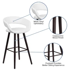 Emma And Oliver 2 Pk. 29'' High Contemporary Vinyl Barstool With Cappuccino Wood Frame -Home office GUEST c3c8d305 9947 4802 a863 af19a14e4899