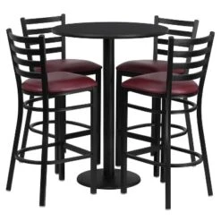 Emma And Oliver 30" Round Laminate Table Set With 4 Ladder Back Metal Stools -Home office GUEST c49e2e62 be68 473a 96b3 8c1050b4db2b