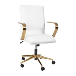 Emma And Oliver Modern Upholstered Mid-Back Home Office Chair With Arms And 5 Star Base -Home office GUEST c55c8695 94eb 4b49 ae79 c43c60c2f759