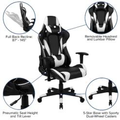 Emma And Oliver Racing Gaming Ergonomic Chair With Fully Reclining Back In Red LeatherSoft -Home office GUEST c5f15ba7 b80c 4e9a 95f0 e886ed358c6f