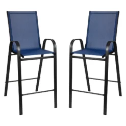 Emma And Oliver 5 Piece Outdoor Bar Height Set-Glass Patio Bar Table-All-Weather Barstools -Home office GUEST c5f1b7d7 d895 41b5 8cd4 8403f80092b4