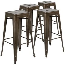 Emma And Oliver 4 Pack 30" High Metal Indoor Bar Stool - Stackable Stool -Home office GUEST c674cd86 3266 4a6c 903b 977c522923b3