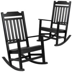Emma And Oliver Set Of 2 All-Weather Poly Resin Faux Wood Rocking Chairs For Porch &Patio -Home office GUEST c696c5b8 86d7 4c5c b192 c2ec1c2ab57f