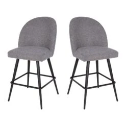 Emma And Oliver Modern Upholstered Dining Stools With Contoured Backs & Powder Coated Steel Legs With Floor Glides - Set Of 2 7 Emma And Oliver Modern Upholstered Dining Stools With Contoured Backs & Powder Coated Steel Legs With Floor Glides - Set Of 2 -Home office GUEST c69df626 5b2d 4f95 90c3 a653e57e00dc