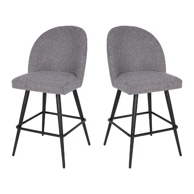 Emma And Oliver Modern Upholstered Dining Stools With Contoured Backs & Powder Coated Steel Legs With Floor Glides - Set Of 2 4 Emma And Oliver Modern Upholstered Dining Stools With Contoured Backs & Powder Coated Steel Legs With Floor Glides - Set Of 2 - Image 4