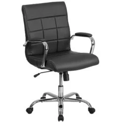 Emma And Oliver Mid-Back Vinyl Executive Swivel Office Chair With Chrome Base And Arms -Home office GUEST c74b01a3 8632 426c aebb 42cb18c886a9