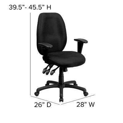 Emma And Oliver High Back Fabric 3-Paddle Ergonomic Swivel Office Chair Adjustable Arms 3 Emma And Oliver High Back Fabric 3-Paddle Ergonomic Swivel Office Chair Adjustable Arms - Image 3