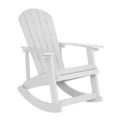 Emma And Oliver Classic All-Weather Poly Resin Rocking Adirondack Chair With Stainless Steel Hardware For Year Round Use -Home office GUEST c80dad3c 9a5b 451f a32a 4c9fe7377557