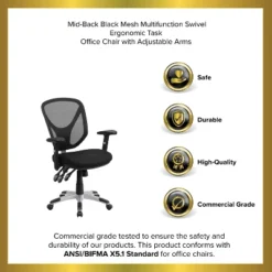 Emma And Oliver Mid-Back Black Mesh Multifunction Swivel Ergonomic Task Office Chair - Arms -Home office GUEST c81e8b2f d6c6 4bd6 af1f f97564151ccd