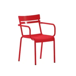 Emma And Oliver Powder Coated Steel Stacking Dining Chair With Arms And 2 Slat Back For Indoor-Outdoor Use -Home office GUEST c864c4b9 c846 4c76 adc9 d4b25ee85251