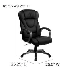 Emma And Oliver High Back Black LeatherSoft Swivel Office Chair Titanium Nylon Base/Loop Arms -Home office GUEST c8742de0 1df5 481c adcb b9b1717c1447
