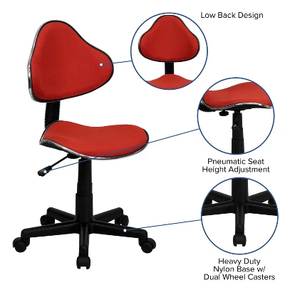 Emma And Oliver Red Fabric Swivel Ergonomic Task Office Chair 2 Emma And Oliver Red Fabric Swivel Ergonomic Task Office Chair - Image 2