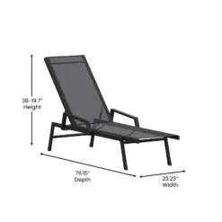 Emma And Oliver Set Of 2 Textilene Adjustable 5 Position Patio Chaise Lounge With Armrests And Metal Frame -Home office GUEST c8c1ebdc b523 4e10 8388 9f844e22972d