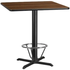 Emma And Oliver 42" Square Laminate Bar Table With 33"x33" Foot Ring Base