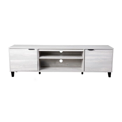 Emma And Oliver 70" Mid-Century Modern TV Stand With Doors And Adjustable Shelves In Gray For TV's Up To 60" 2 Emma And Oliver 70" Mid-Century Modern TV Stand With Doors And Adjustable Shelves In Gray For TV's Up To 60" - Image 2