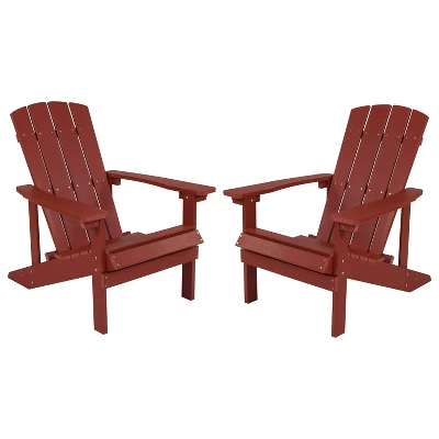 Emma And Oliver 2 Pack Outdoor All-Weather Poly Resin Wood Adirondack Chairs 16 Emma And Oliver 2 Pack Outdoor All-Weather Poly Resin Wood Adirondack Chairs - Image 16