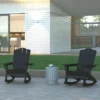 Emma And Oliver Set Of 2 Adirondack Rocking Chairs With Cup Holders, Weather Resistant HDPE Adirondack Rocking Chairs