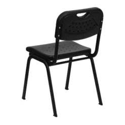 Emma And Oliver Black Plastic Student Classroom Stack Chair With Open Back -Home office GUEST ca91b042 5c57 4472 b2e3 7aabbb8a6d31