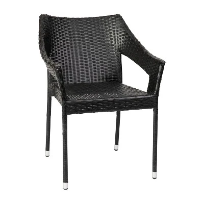 Emma And Oliver All-Weather Indoor/Outdoor Stacking Patio Dining Chairs With Steel Frame And Weather Resistant PE Rattan 12 Emma And Oliver All-Weather Indoor/Outdoor Stacking Patio Dining Chairs With Steel Frame And Weather Resistant PE Rattan - Image 12