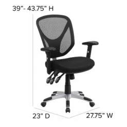 Emma And Oliver Mid-Back Black Mesh Multifunction Swivel Ergonomic Task Office Chair - Arms -Home office GUEST cc5e483a 14b0 425b 8a0c 53077160d9b9