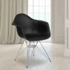 Emma And Oliver Plastic Accent Dining Chair With Arms And Chrome Base