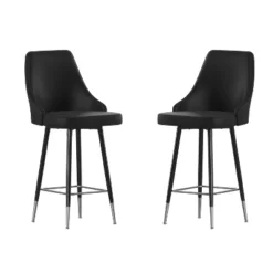 Emma And Oliver Modern Upholstered Dining Stools With Chrome Accented Metal Frames And Footrests -Home office GUEST cde7a8c6 0bf1 4d34 851d 161de97c8ac6