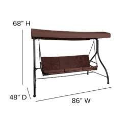 Emma And Oliver 3-Seat Outdoor Steel Converting Patio Swing And Bed Canopy Hammock In Brown -Home office GUEST cef839d9 3f3a 41ae a813 910235c0d65b