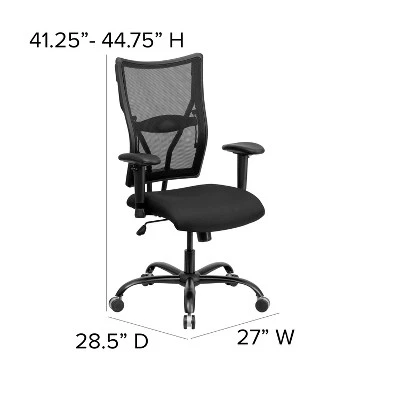 Emma And Oliver 400 Lb. Big & Tall Black Mesh Swivel Ergonomic Office Chair With Adjustable Arms 3 Emma And Oliver 400 Lb. Big & Tall Black Mesh Swivel Ergonomic Office Chair With Adjustable Arms - Image 3