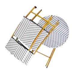 Emma And Oliver Three Piece Folding French Bistro Set In PE Rattan With Metal Frames For Indoor And Outdoor Use -Home office GUEST cfb3ff7e 1e1b 440c b1c5 f1ec361496c8