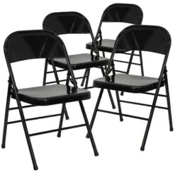 Emma And Oliver 4 Pack Triple Braced & Double Hinged Metal Folding Chair -Home office GUEST cfd598d7 a617 4b76 a34c ab076300e4ef