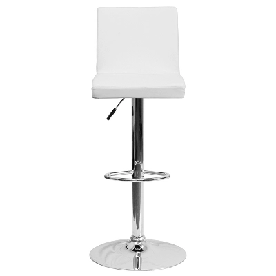 Emma And Oliver Panel Back Adjustable Height Barstool With Chrome Base 8 Emma And Oliver Panel Back Adjustable Height Barstool With Chrome Base - Image 8