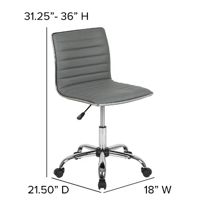 Emma And Oliver Low Back Designer Armless Ribbed Swivel Task Office Chair 5 Emma And Oliver Low Back Designer Armless Ribbed Swivel Task Office Chair - Image 5