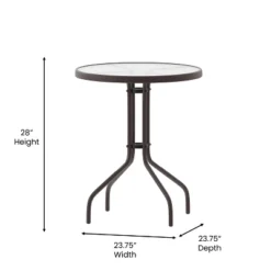 Emma And Oliver 23.75" Round Tempered Glass Metal Table With Smooth Ripple Design Top -Home office GUEST d0fd63f9 456d 4f55 ad1f a3f40b0e8f88