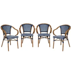 Emma & Oliver Soie Set Of Four Indoor/Outdoor Stacking Thonet Bistro Style Chairs With Arms, PE Rattan Seat And Bamboo Finished Metal Frame 30 Emma & Oliver Soie Set Of Four Indoor/Outdoor Stacking Thonet Bistro Style Chairs With Arms, PE Rattan Seat And Bamboo Finished Metal Frame -Home office GUEST d1420932 66cc 474a b049 8a6c736b8f3c