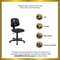 Emma And Oliver Mid-Back Mesh Swivel Task Office Chair With Pivot Back 26 Emma And Oliver Mid-Back Mesh Swivel Task Office Chair With Pivot Back -Home office GUEST d1e0b776 1f7e 4c7c 8874 9a89abeb76fc