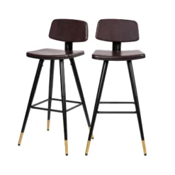 Emma And Oliver Set Of 2 Commercial Grade LeatherSoft Barstools With Gold Tipped Iron Legs 22 Emma And Oliver Set Of 2 Commercial Grade LeatherSoft Barstools With Gold Tipped Iron Legs -Home office GUEST d1fd0db9 a2aa 4da0 97f5 0ac983e602a8