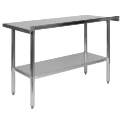Emma And Oliver Stainless Steel 18 Gauge Prep And Work Table With Backsplash And Shelf, NSF -Home office GUEST d276c8a9 62d2 4f22 9281 8addcb8520d6